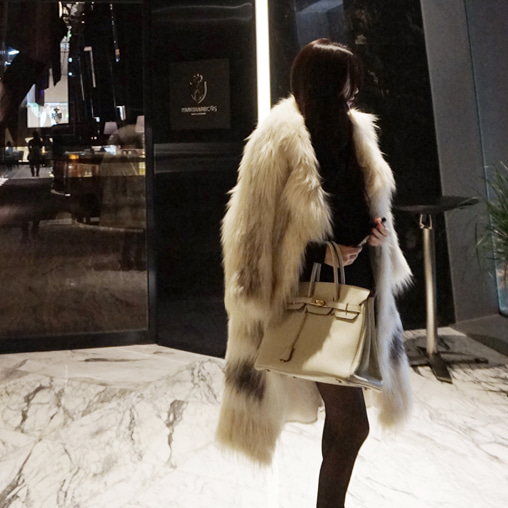 Long style Fox fur overcoat