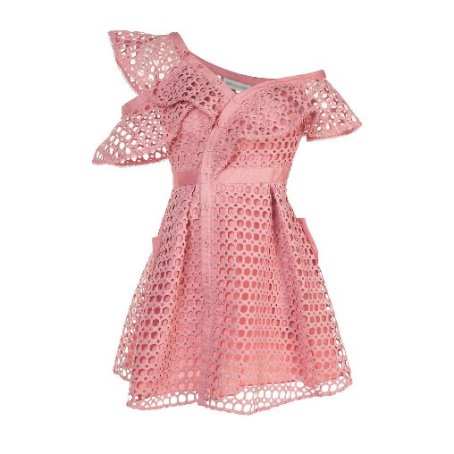 Lace Frill Mini Dress pink