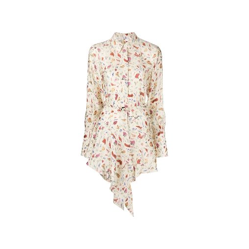 Draped floral shirt dress