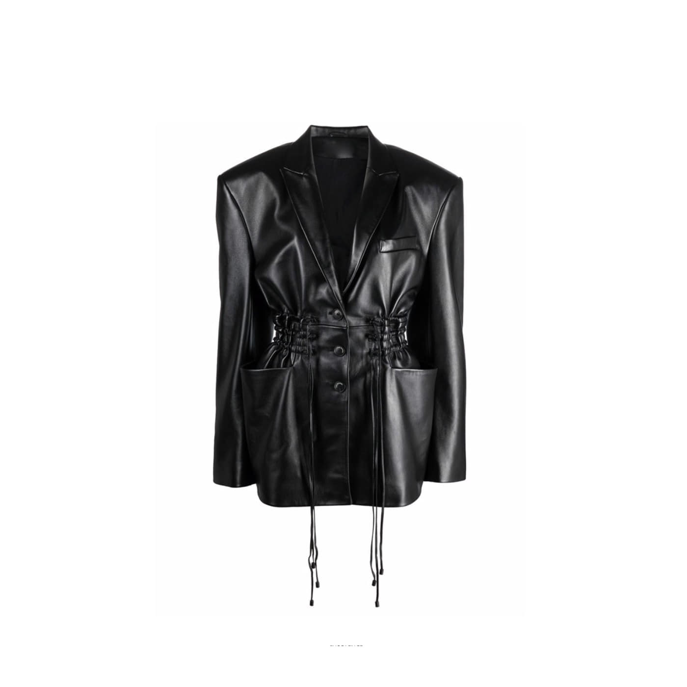 Fitted-waist leather jacket