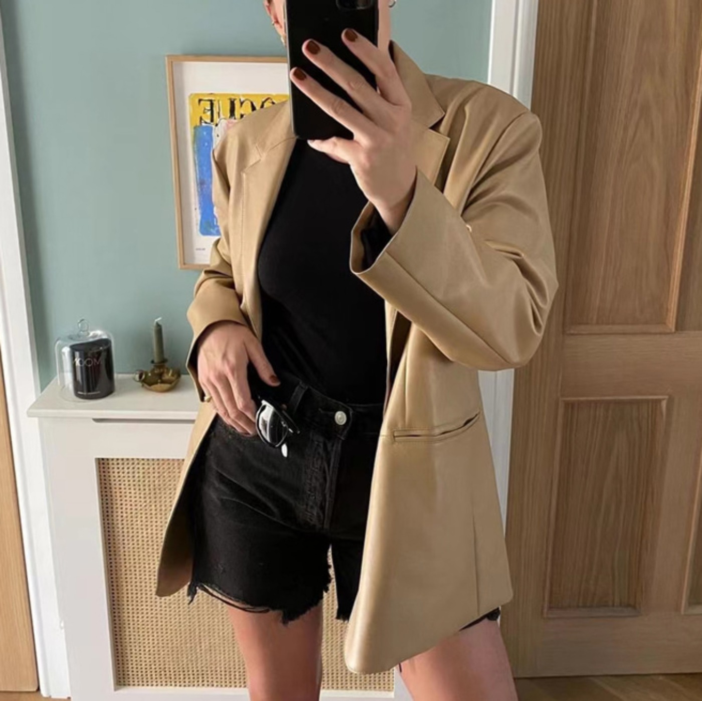Oversized Faux Leather Butter Blazer